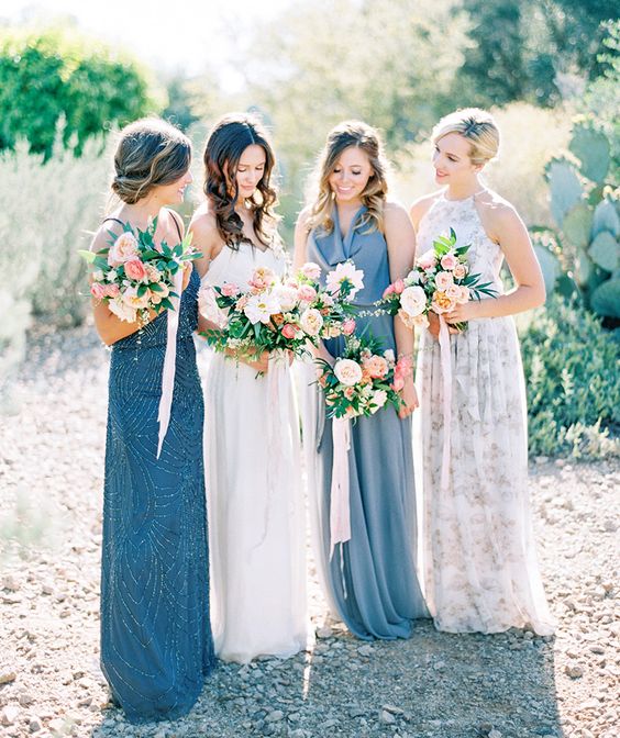 mix and match grey bridesmaid dresses