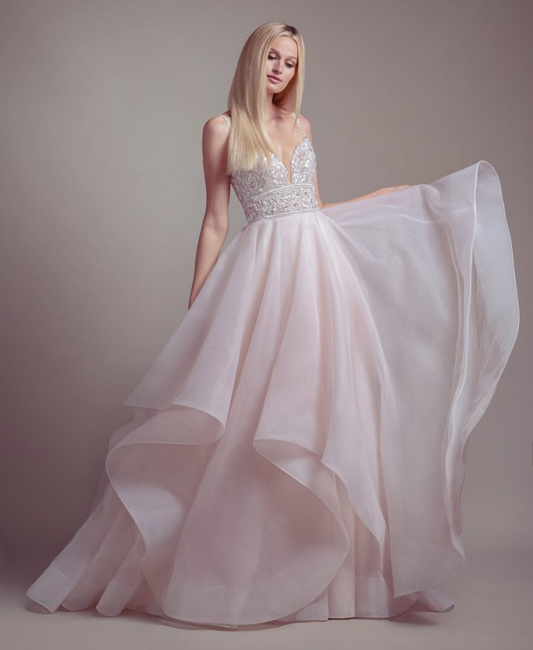 rose coloured wedding dress